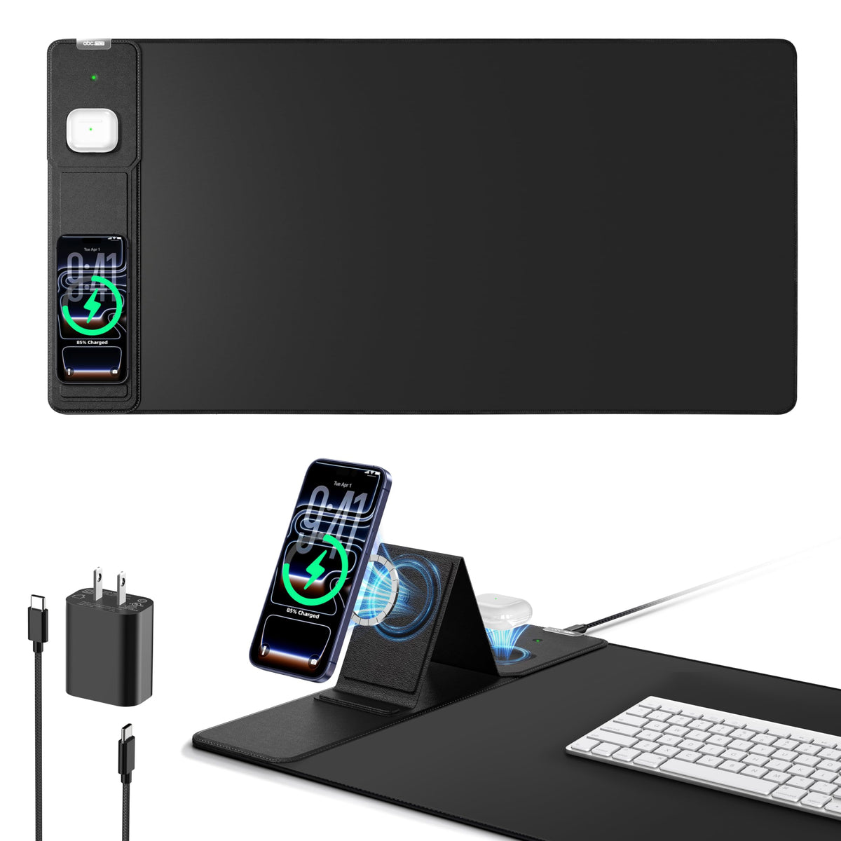 Gaming mouse pad magnetic wireless charging zone