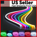 Flexible neon LED strip bending around corner