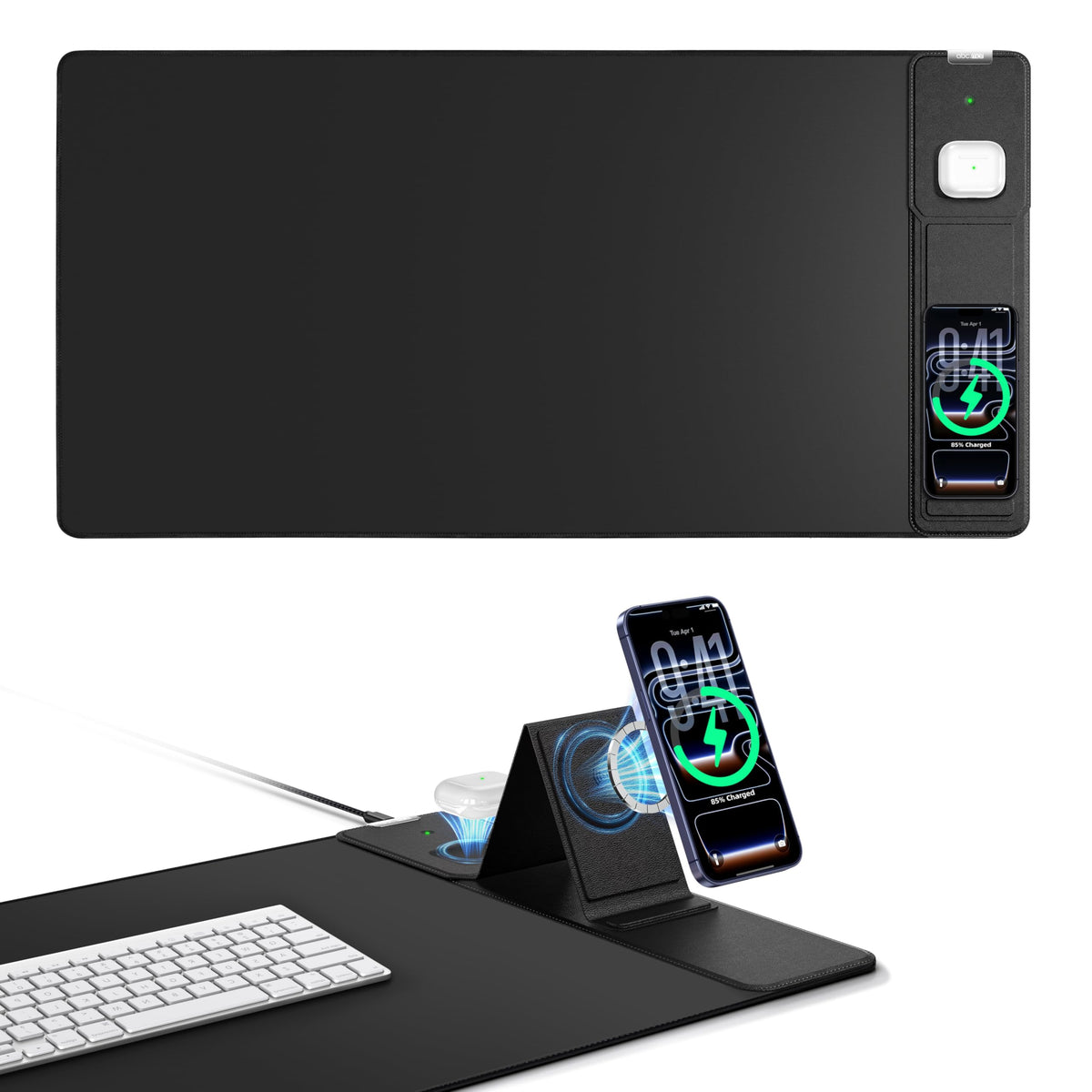 XXL RGB LED Gaming Mouse Pad – Wireless Charger, Phone Holder & 25 Lighting Effects