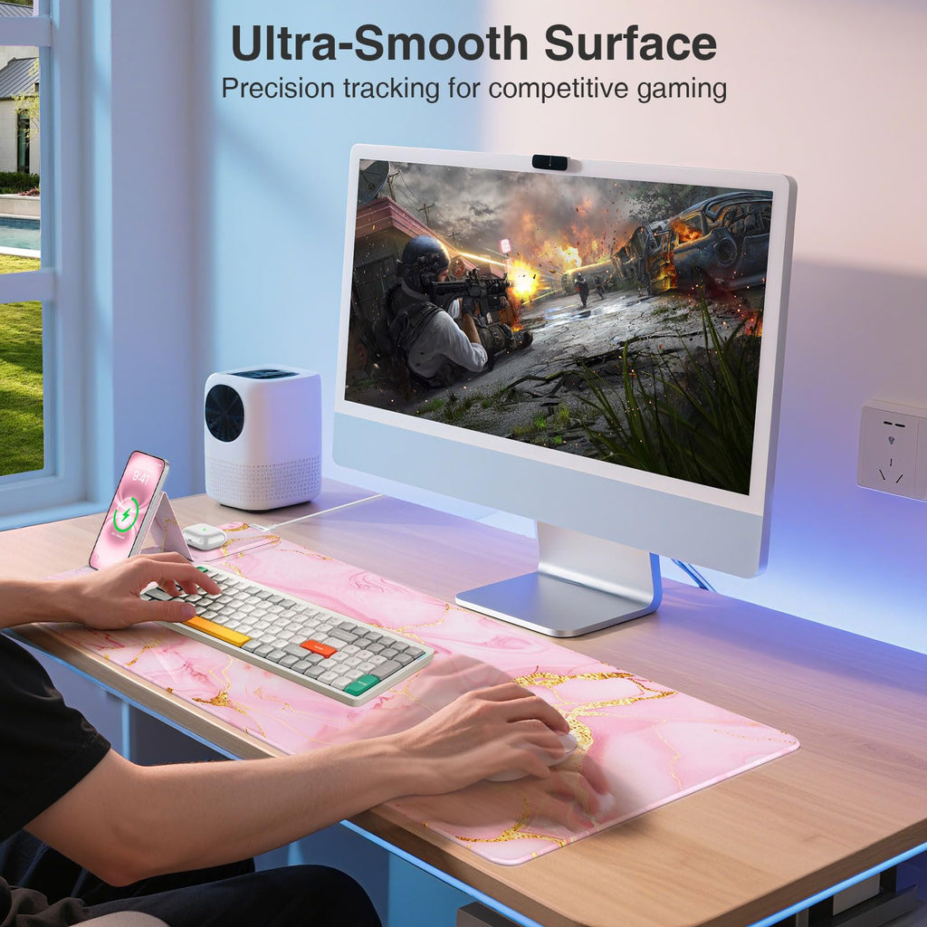 XXL RGB LED Gaming Mouse Pad – Wireless Charger, Phone Holder & 25 Lighting Effects
