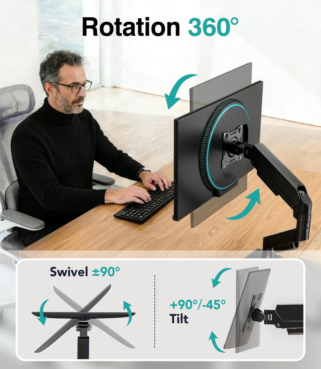 Dual Monitor Stand – Adjustable Desk Mount for 17–32" Screens, Full Motion VESA