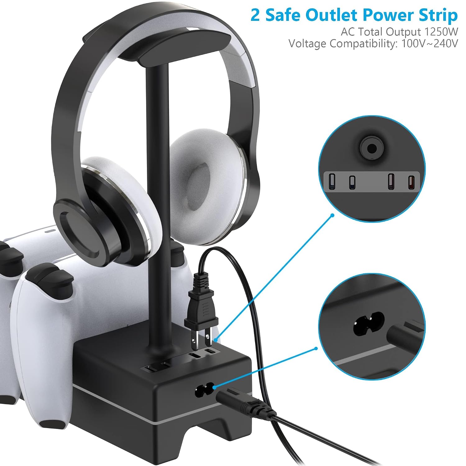 Charging station holding two controllers