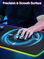 XXL RGB LED Gaming Mouse Pad – Wireless Charger, Phone Holder & 25 Lighting Effects