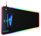 RGB gaming mouse pad with 15W wireless charging large desk mat