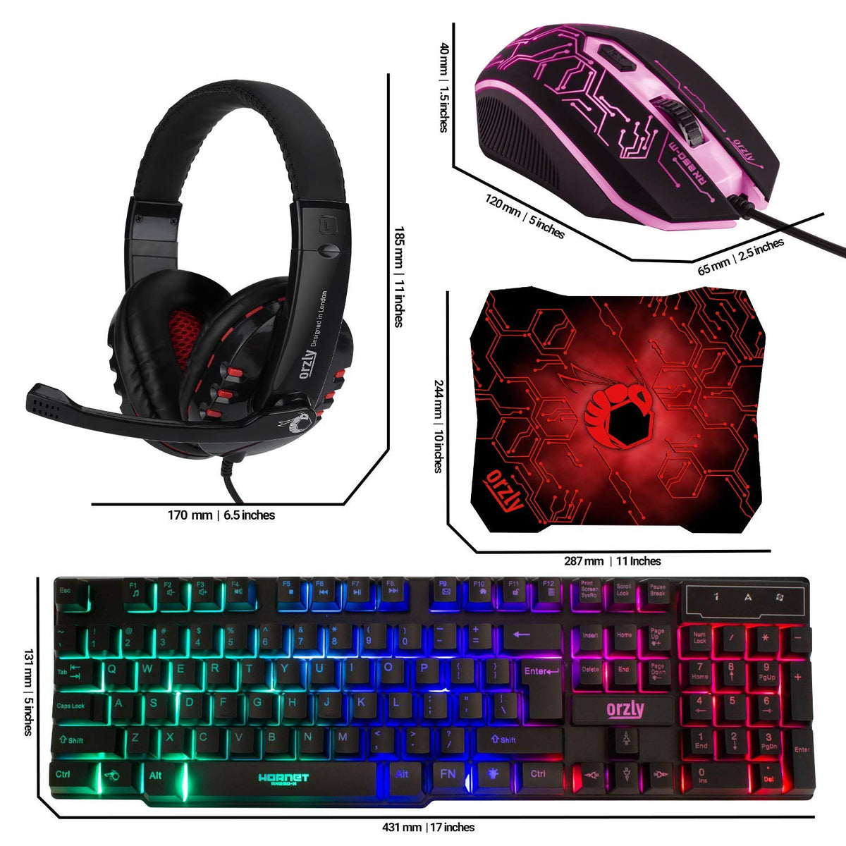 4-in-1 RGB Gaming Bundle – Wired LED Keyboard, Mouse, Mouse Pad & Headset Set