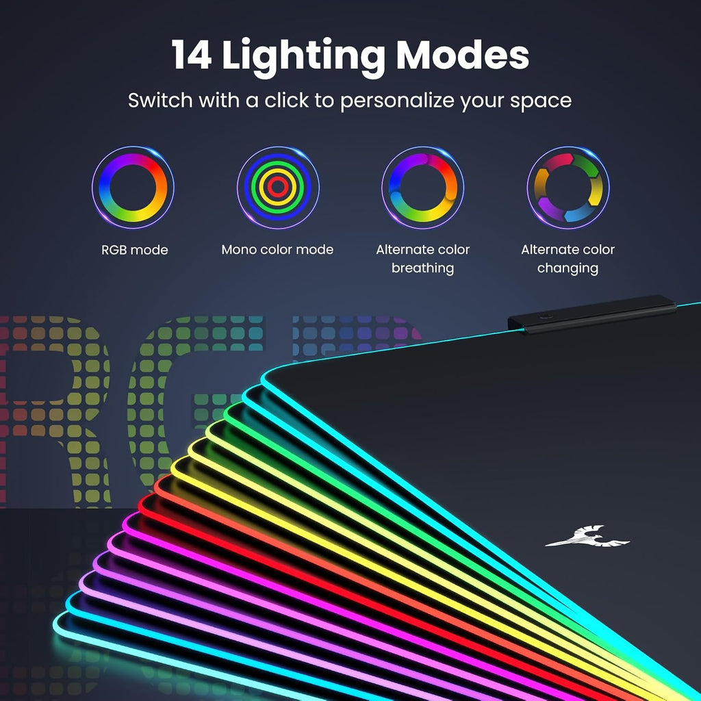 Extended LED desk mat glowing edge