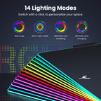Extended LED desk mat glowing edge