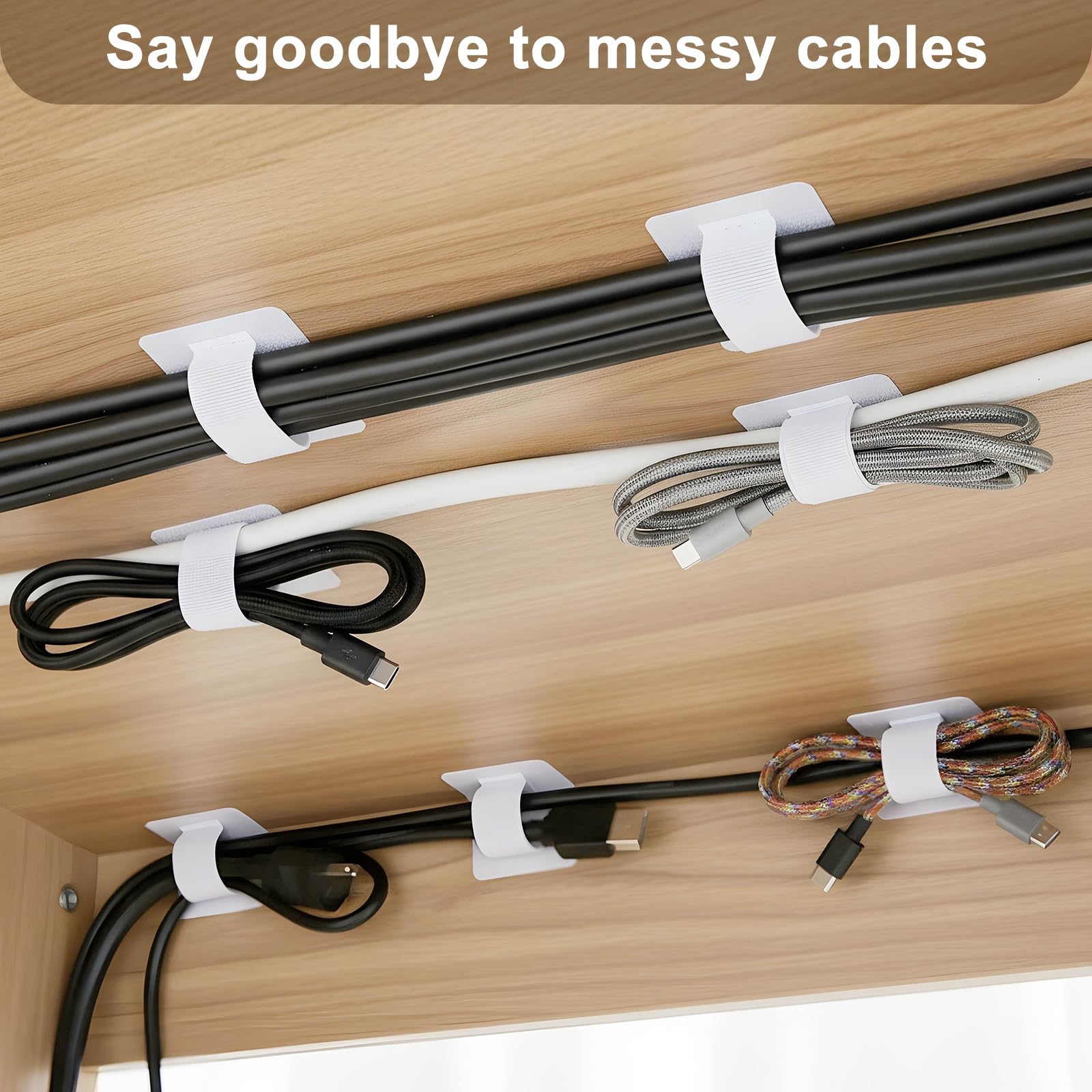 Cable management straps organizing power cables
