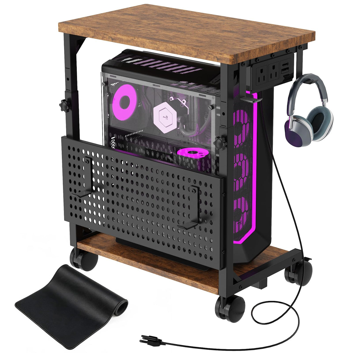 PC stand built-in charging station ports