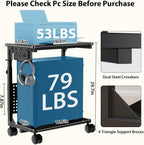 Adjustable PC Tower Stand – Computer Holder with Charging Station & Pegboard Organizer