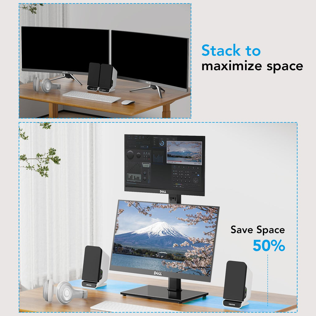 Dual Monitor Stand – Adjustable Desk Mount for 17–32" Screens, Full Motion VESA
