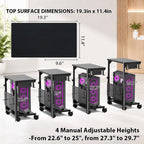 Adjustable PC Tower Stand – Computer Holder with Charging Station & Pegboard Organizer