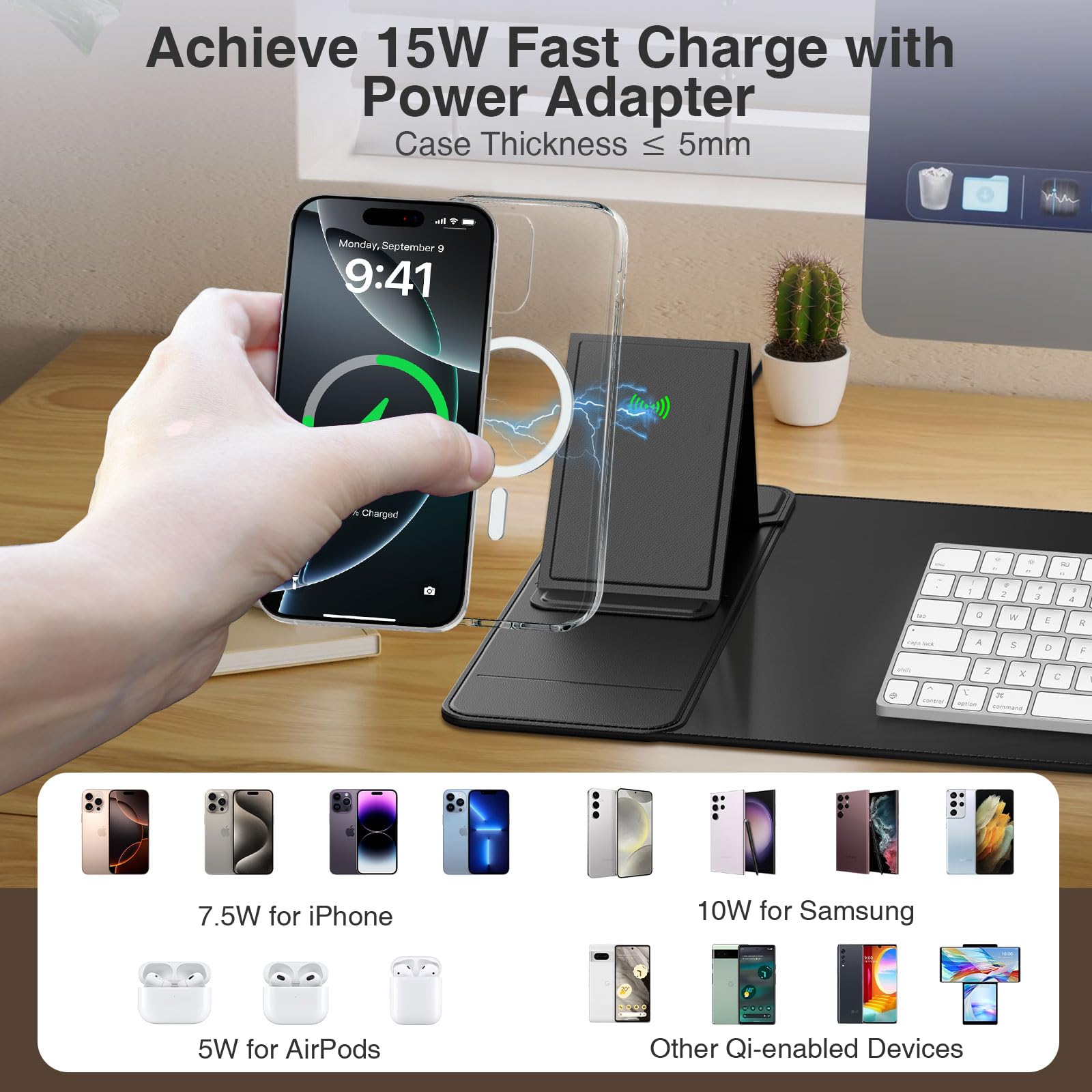 XXL RGB LED Gaming Mouse Pad – Wireless Charger, Phone Holder & 25 Lighting Effects
