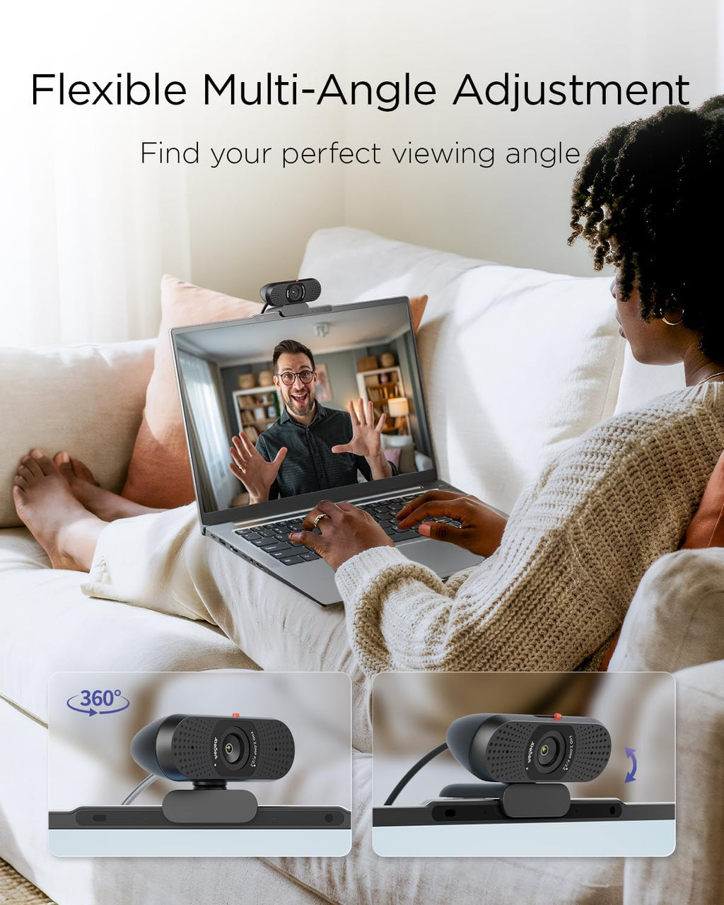 1080P Webcam for PC – Full HD Camera with Dual Microphones, USB Plug & Play