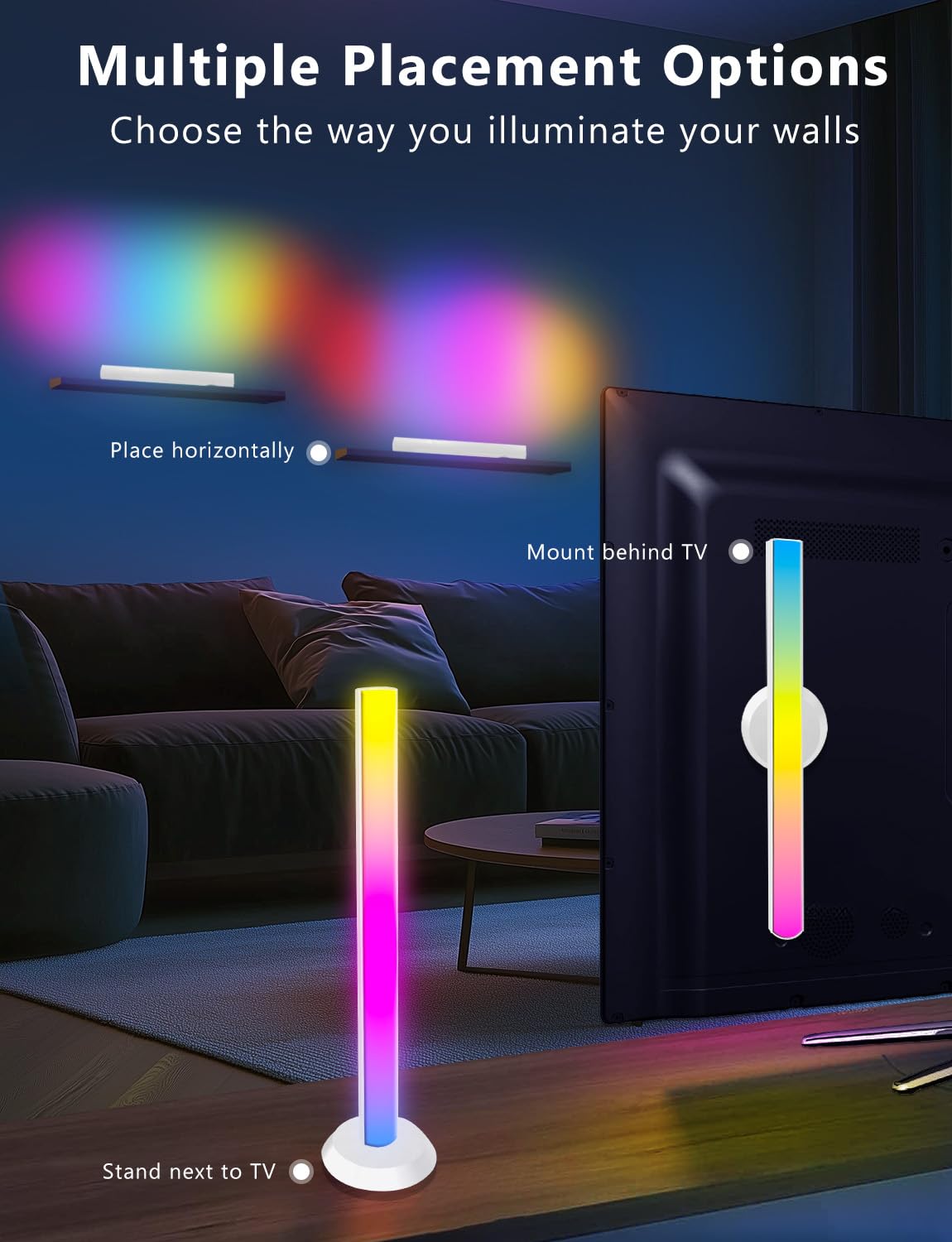 Smart LED Light Bars – RGB TV Backlight & Color-Changing Gaming Room Lights