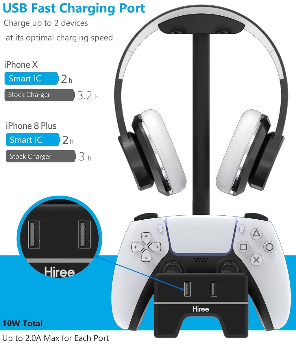 Controller charging station with headphone stand