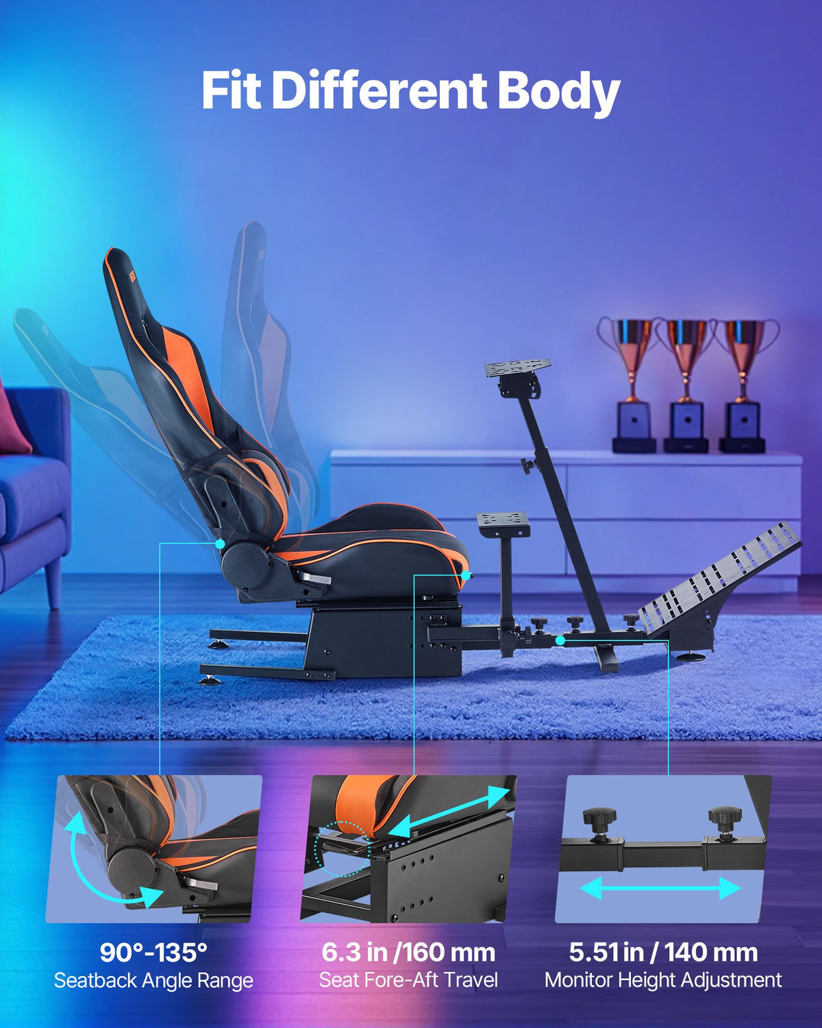 Racing Wheel Stand Simulator Cockpit for Gaming