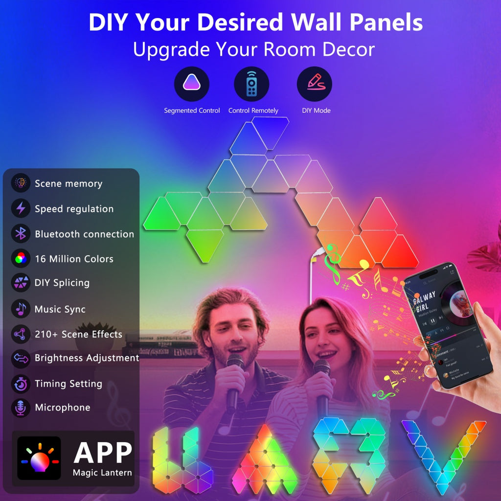 20-Pack RGB Triangular LED Wall Panels Music Sync