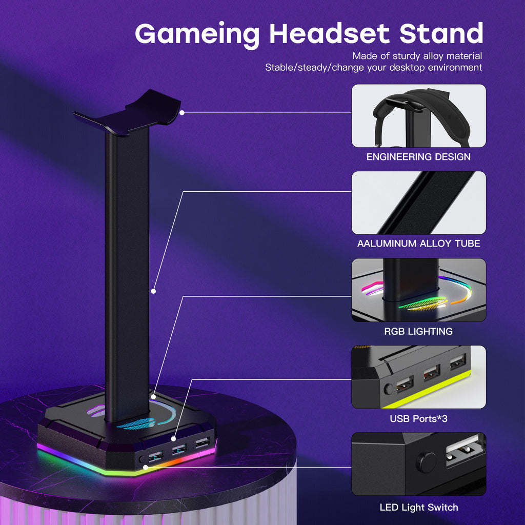 ZUOYA RGB Headphone Stand with USB Charging