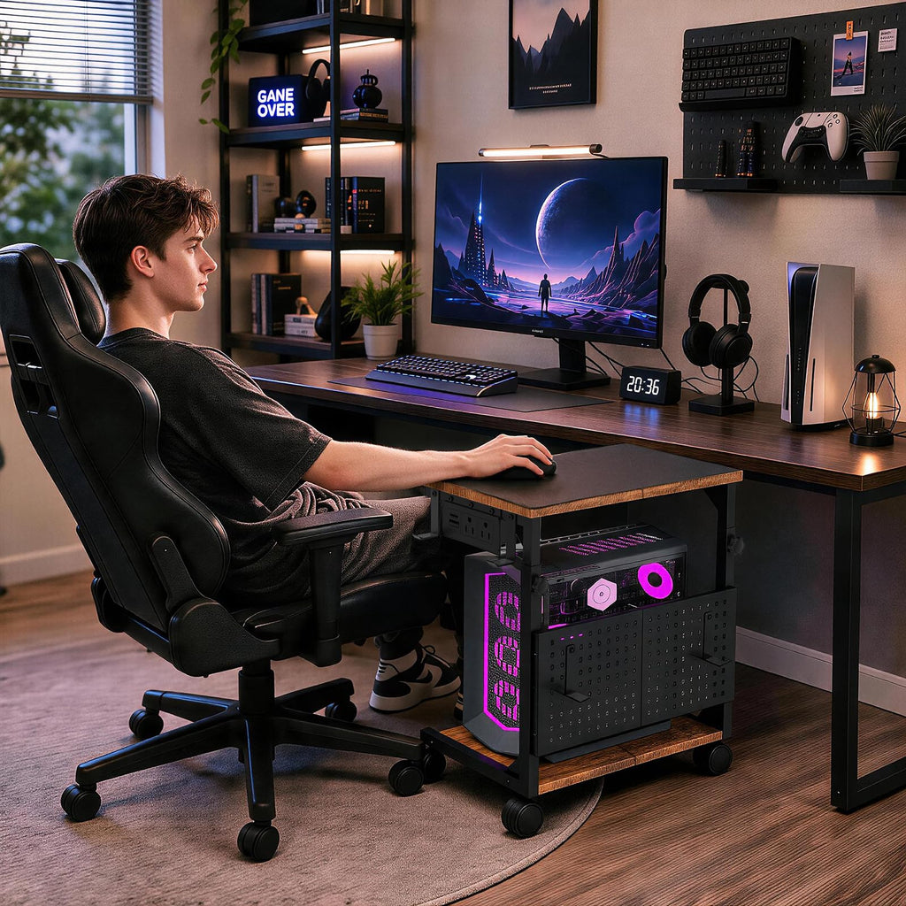 Computer tower stand rolling casters