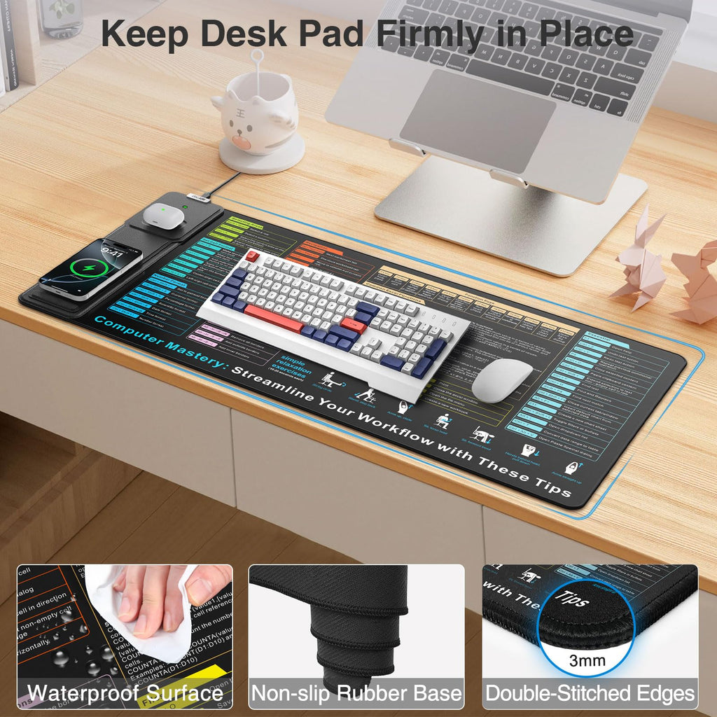 XXL RGB LED Gaming Mouse Pad – Wireless Charger, Phone Holder & 25 Lighting Effects