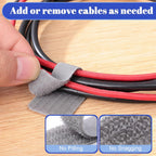 100 Pcs Cable Management Under Desk, Hook and Loop Cable Straps, Black