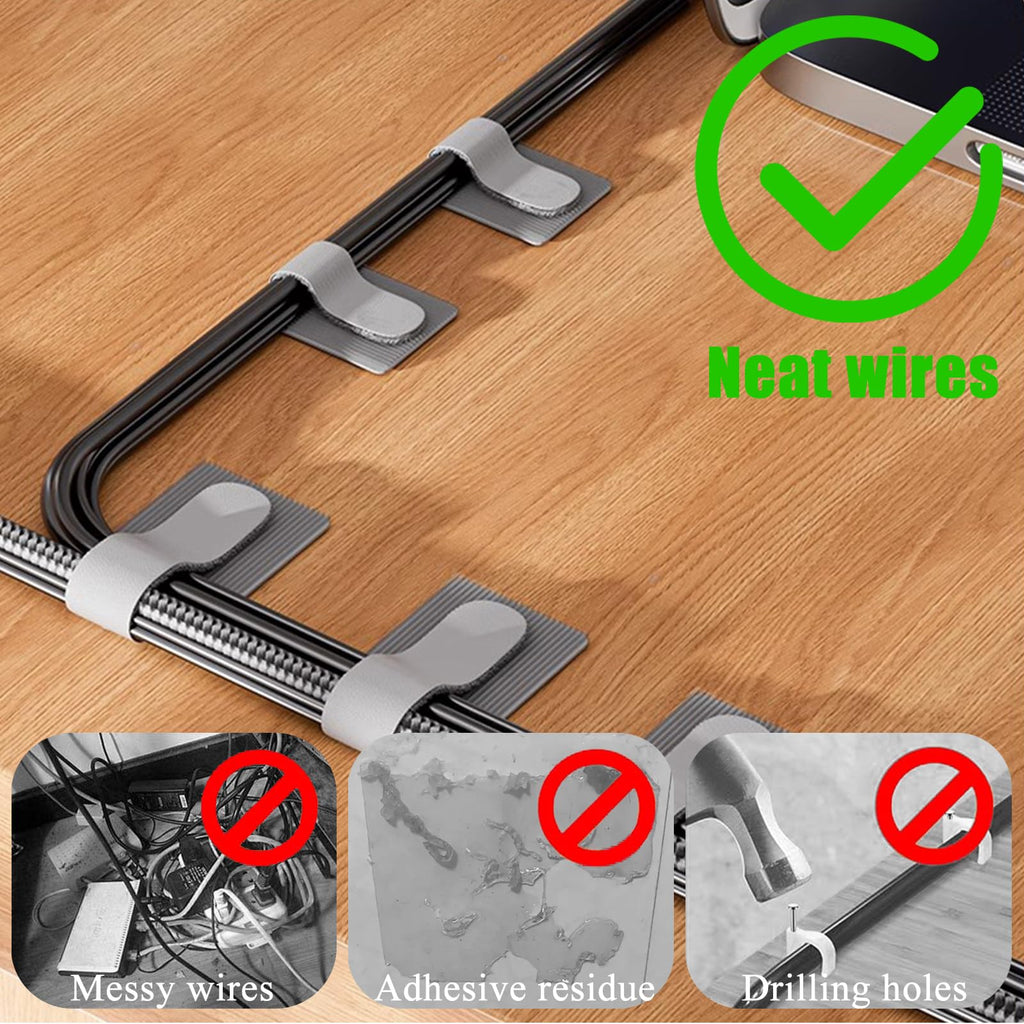 Cable management ties bundling multiple cords