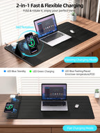 XXL RGB LED Gaming Mouse Pad – Wireless Charger, Phone Holder & 25 Lighting Effects