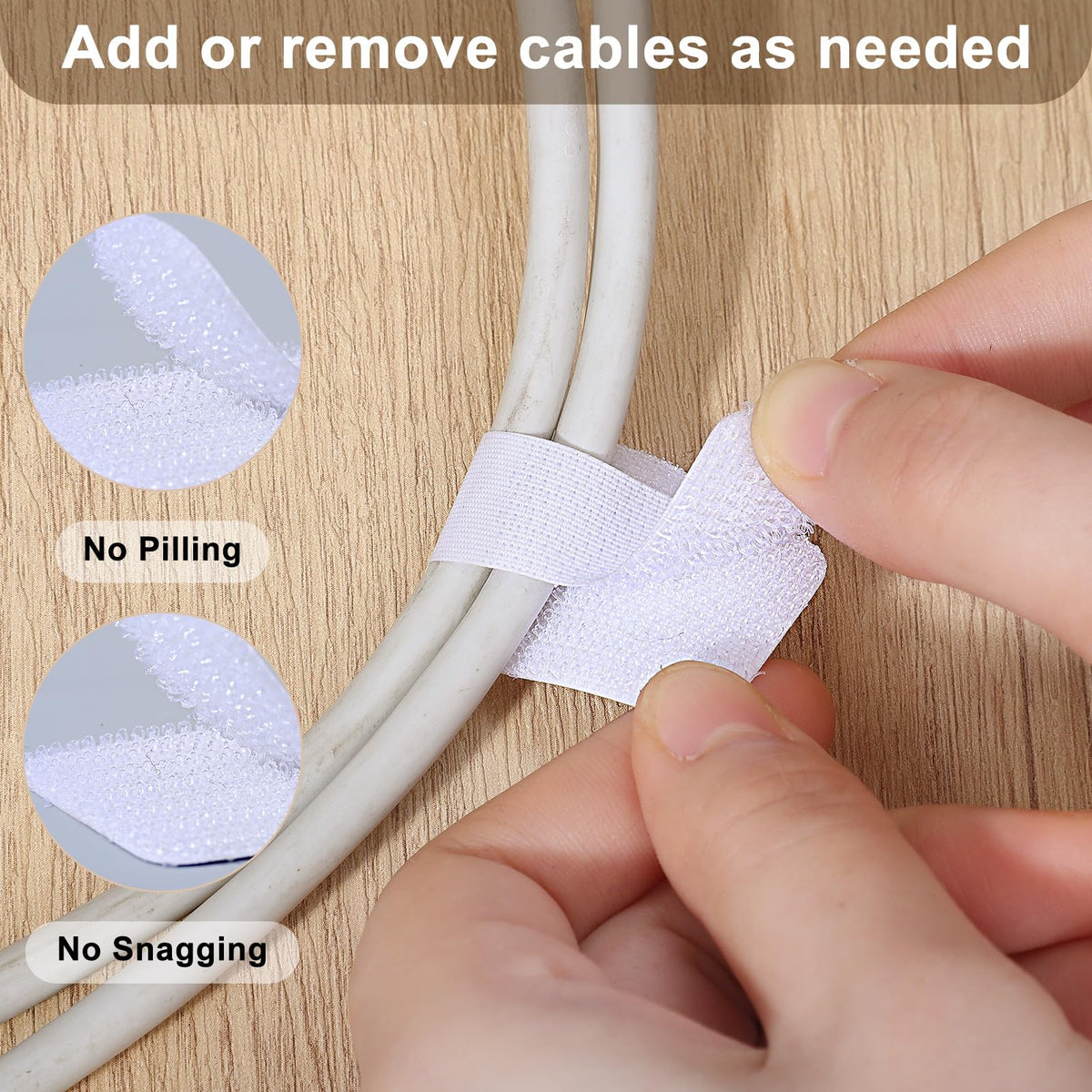 Cord organizer straps on gaming desk
