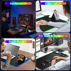 XXL RGB LED Gaming Mouse Pad – Wireless Charger, Phone Holder & 25 Lighting Effects
