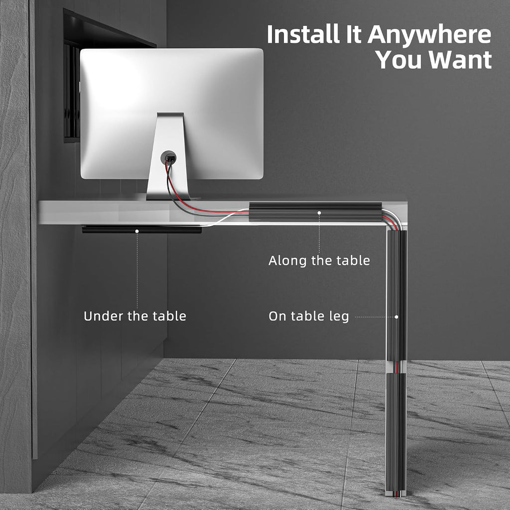 Cable Management 6-Pack – Under Desk Cord Organizer Set, Black