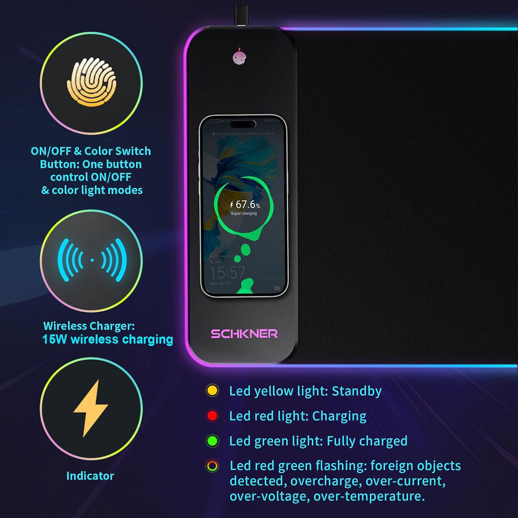 Gaming mouse pad 10 light modes display