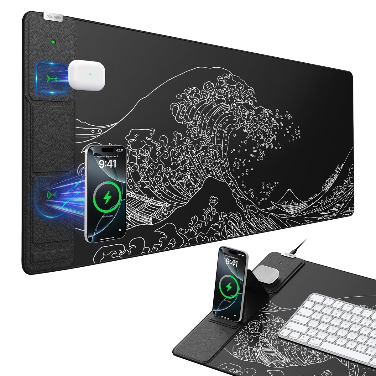 Gaming desk mat non-slip rubber base