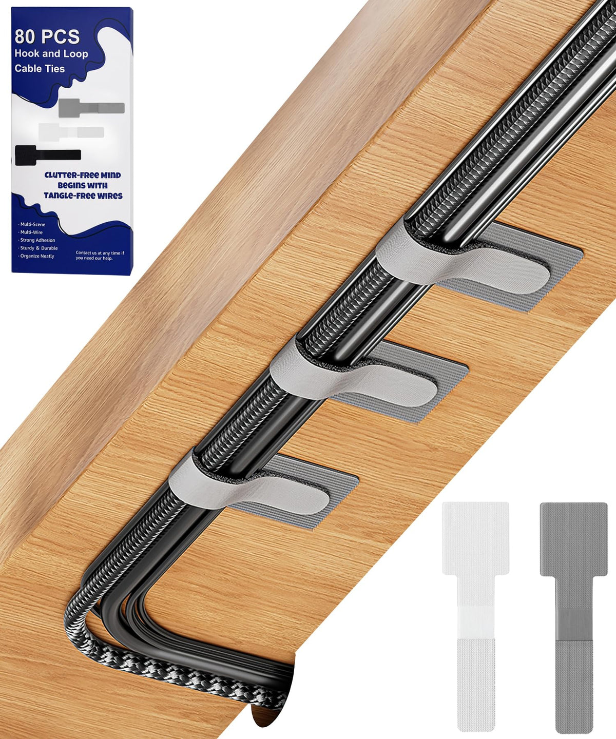 Reusable cable straps for home office