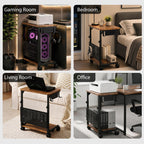 Adjustable PC Tower Stand – Computer Holder with Charging Station & Pegboard Organizer