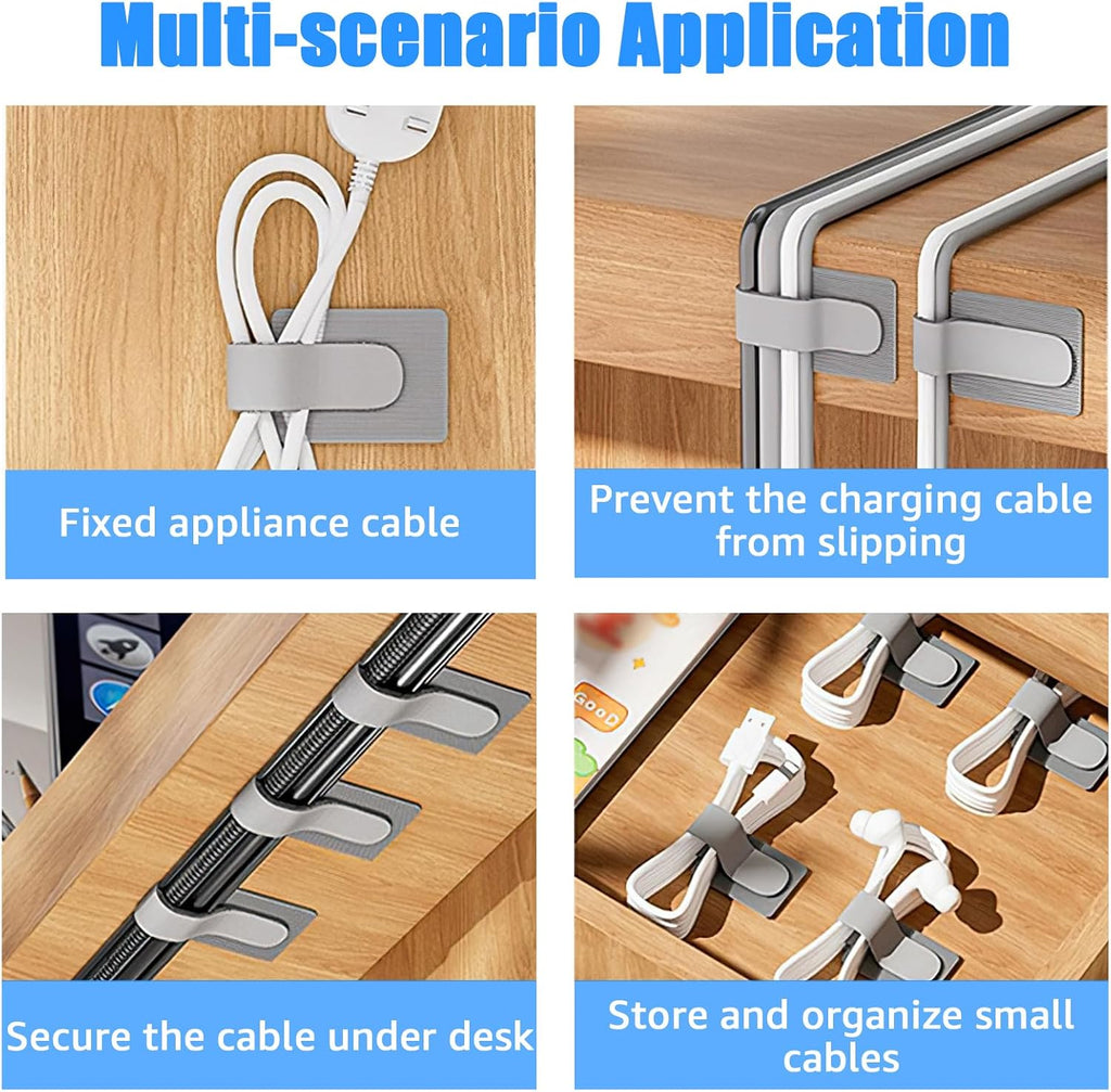 80-Pack Hook & Loop Cable Ties – Under Desk Cable Management Straps, Black & White