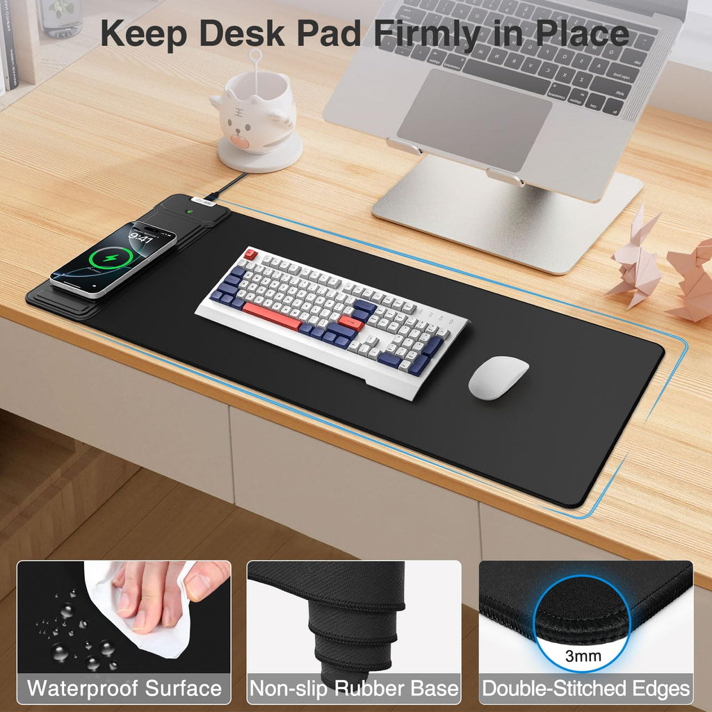 XXL RGB LED Gaming Mouse Pad – Wireless Charger, Phone Holder & 25 Lighting Effects