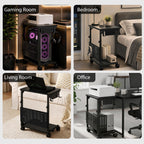 Adjustable PC Tower Stand – Computer Holder with Charging Station & Pegboard Organizer