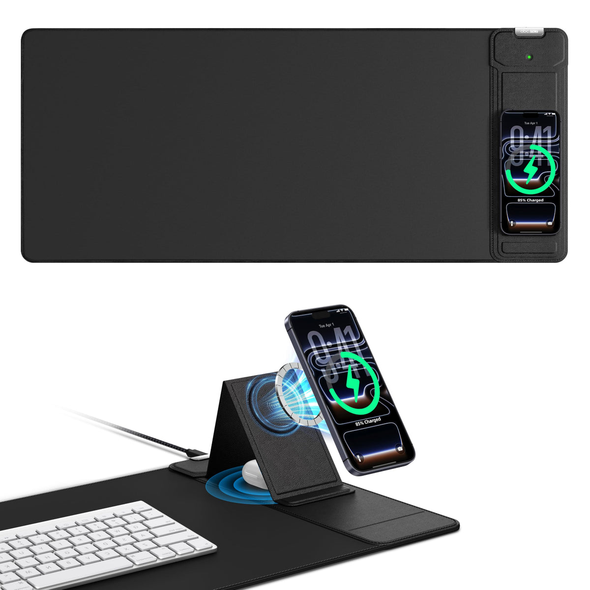 XXL gaming mouse pad in dark room glowing