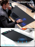 XXL RGB LED Gaming Mouse Pad – Wireless Charger, Phone Holder & 25 Lighting Effects