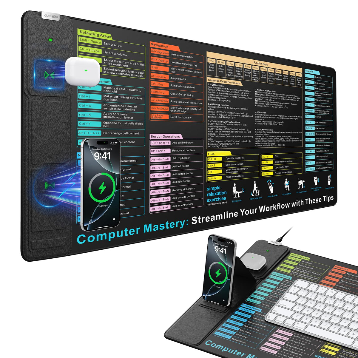 Foldable phone holder on RGB mouse pad