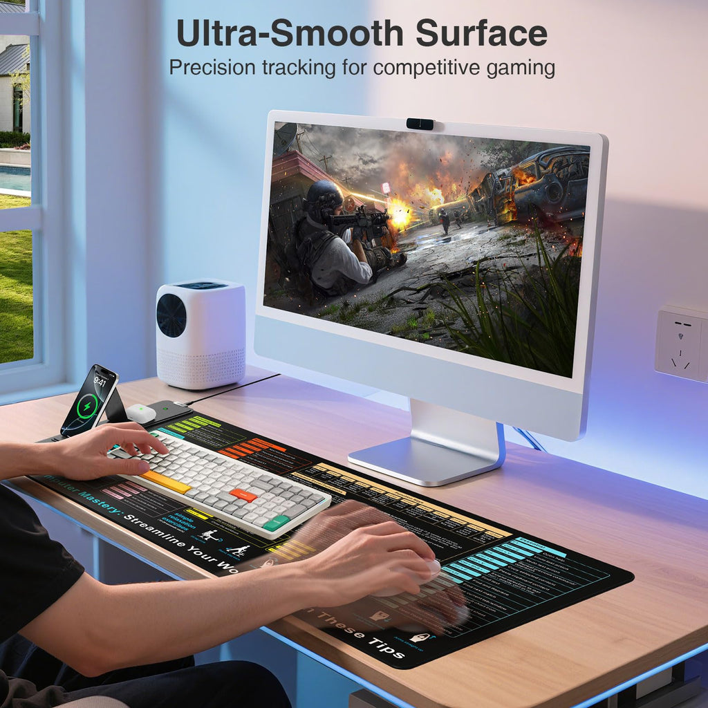 XXL RGB LED Gaming Mouse Pad – Wireless Charger, Phone Holder & 25 Lighting Effects