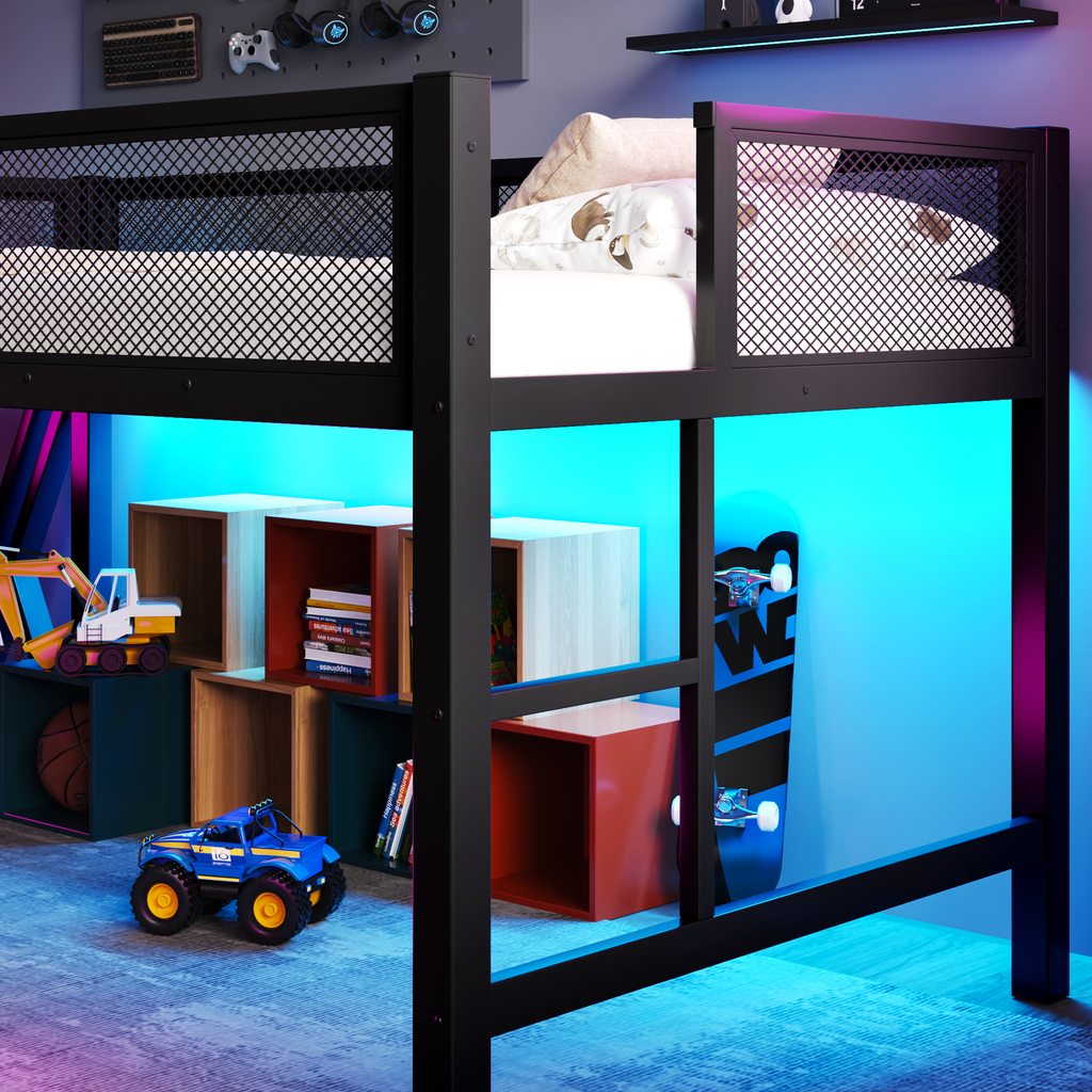 Gaming loft bed staircase with storage steps