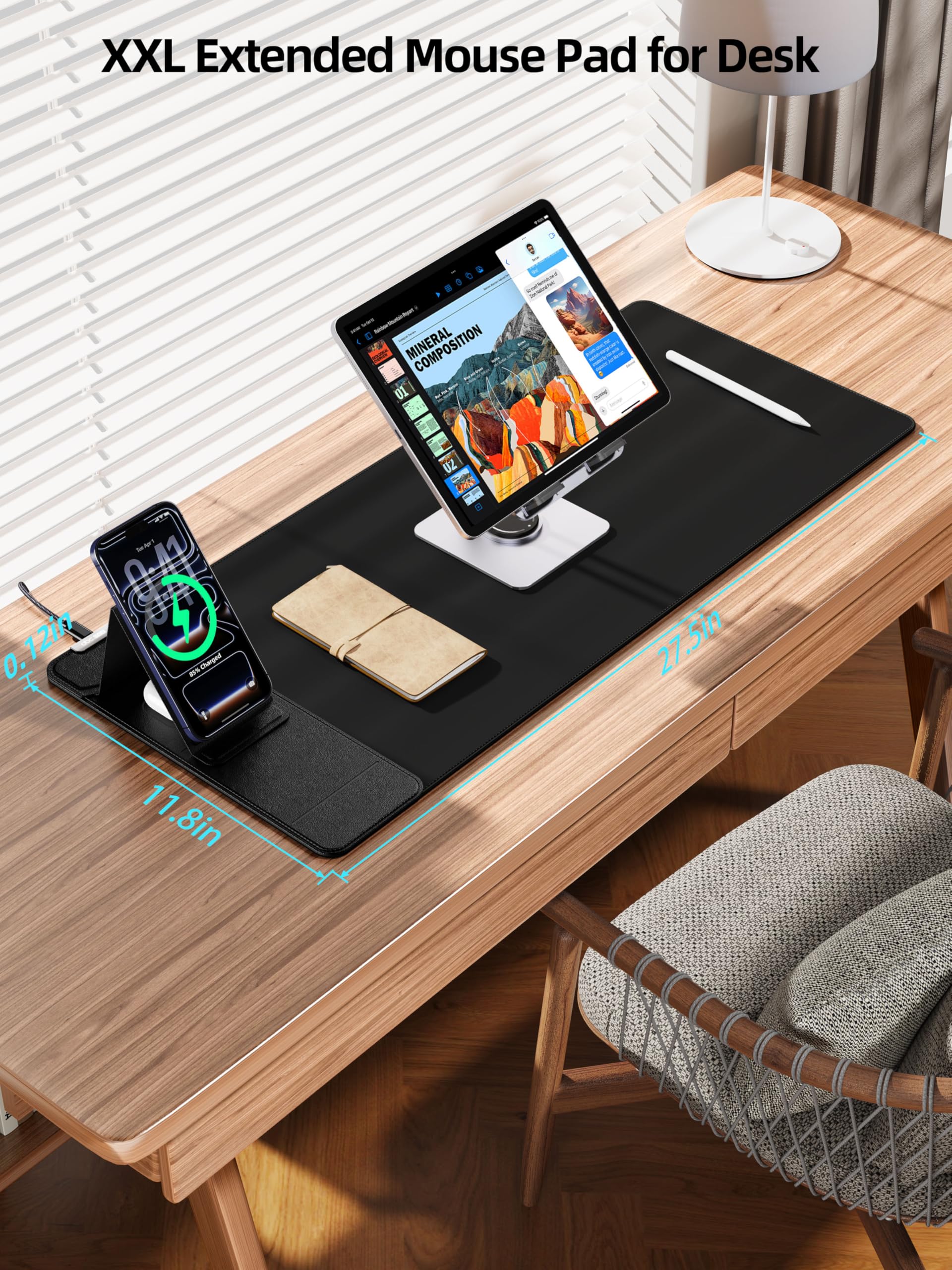 XXL RGB LED Gaming Mouse Pad – Wireless Charger, Phone Holder & 25 Lighting Effects