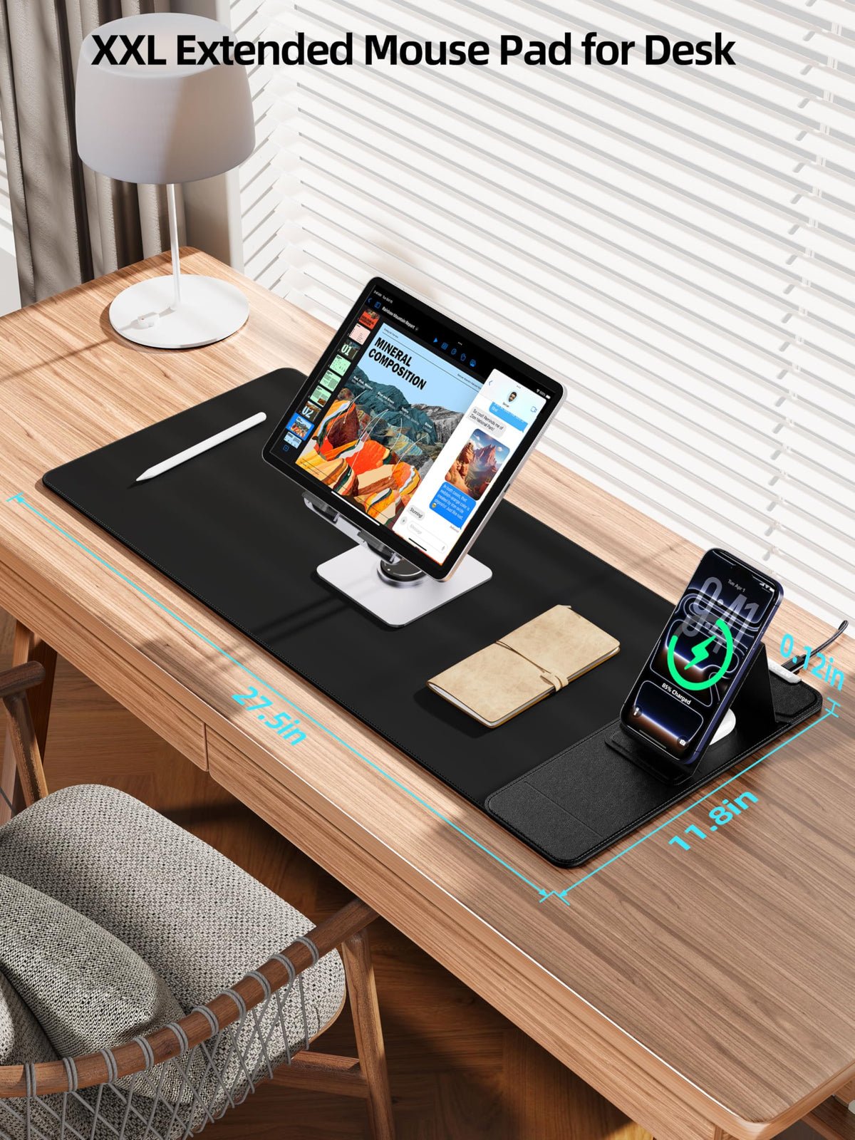 XXL RGB LED Gaming Mouse Pad – Wireless Charger, Phone Holder & 25 Lighting Effects