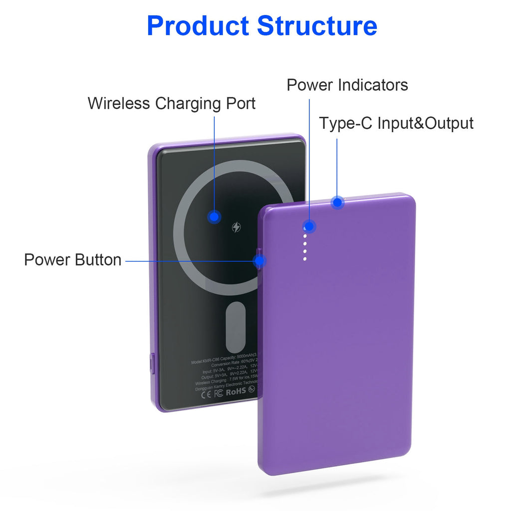 Slim magnetic charger compatible with iPhone 12 to 15