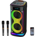 Portable Party Speaker with LED Lights and Wireless Microphone