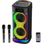 Portable Party Speaker with LED Lights and Wireless Microphone