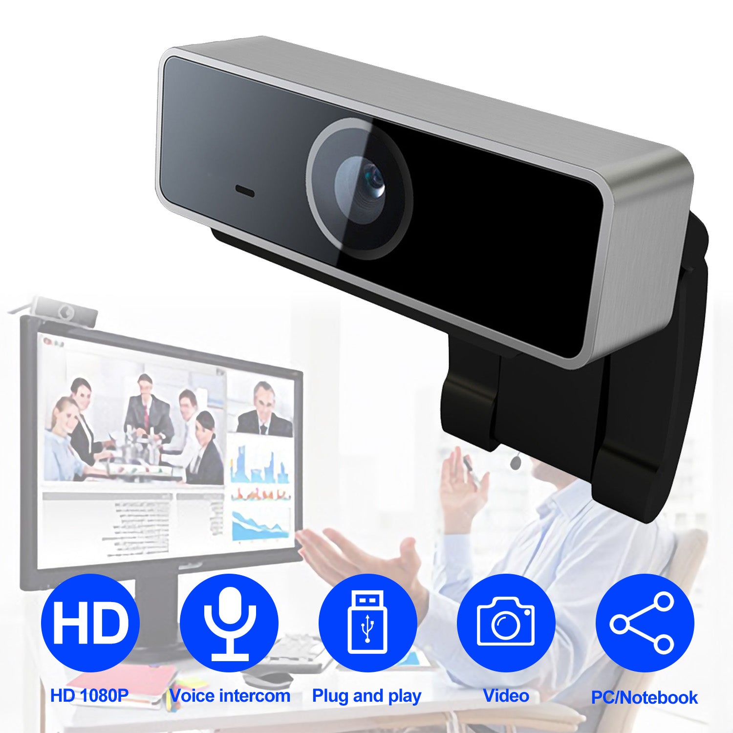 FHD 1080P USB Webcam for Streaming and Video Calls