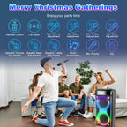 Portable Party Speaker with LED Lights and Wireless Microphone